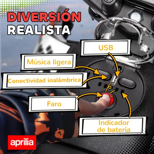 Moto Eléctrica para Niños 12V con Licencia Aprilia Rojo AIYAPLAY