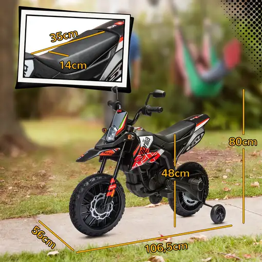 Moto Eléctrica para Niños 12V con Licencia Aprilia Rojo AIYAPLAY