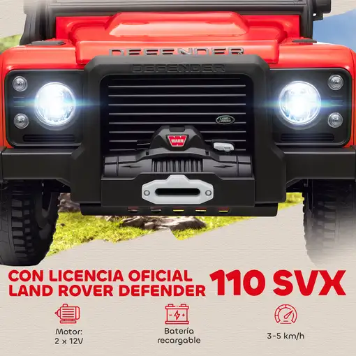 Coche Eléctrico para Niños con Licencia Land Rover 12V Rojo AIYAPLAY