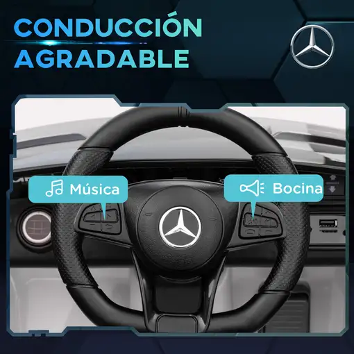 Coche Eléctrico para Niños de +3 Años Mercedes-Benz AMG GTR Blanco AIYAPLAY