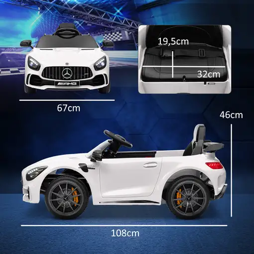 Coche Eléctrico para Niños de +3 Años Mercedes-Benz AMG GTR Blanco AIYAPLAY