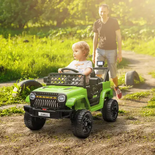 Coche Eléctrico para Niños de +3 Años con Mando a Distancia Verde AIYAPLAY