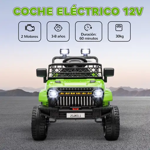Coche Eléctrico para Niños de +3 Años con Mando a Distancia Verde AIYAPLAY