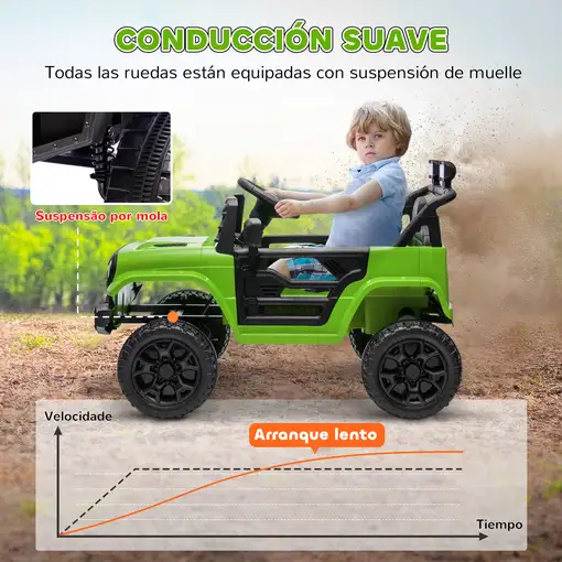 Coche Eléctrico para Niños de +3 Años con Mando a Distancia Verde AIYAPLAY