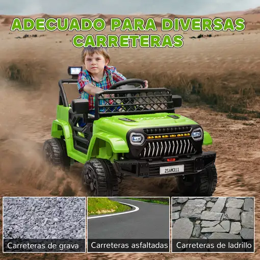 Coche Eléctrico para Niños de +3 Años con Mando a Distancia Verde AIYAPLAY