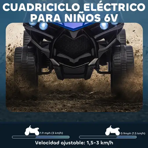 Quad Eléctrico para Niños 6 V 70x42x45 cm Azul AIYAPLAY