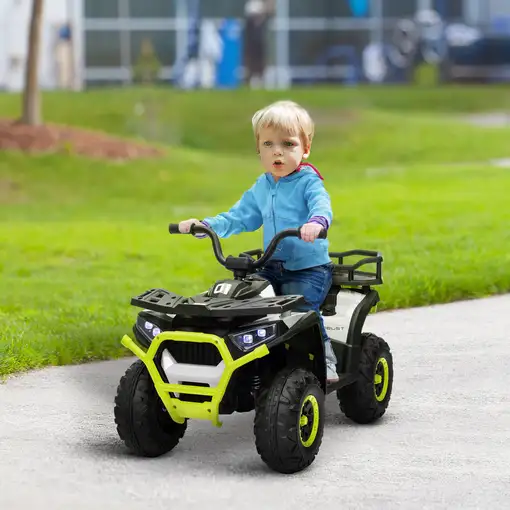 Quad Eléctrico para Niños de +3 Años con Batería 12V Carga 30 kg Verde AIYAPLAY