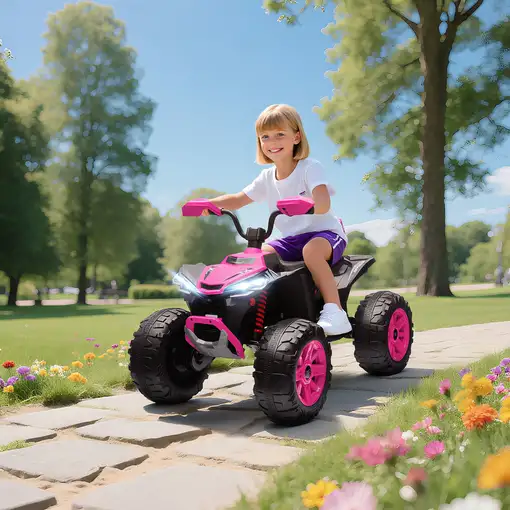 Quad Eléctrico para Niños de 3-8 Años 24V con 2 Motores Rosa AIYAPLAY