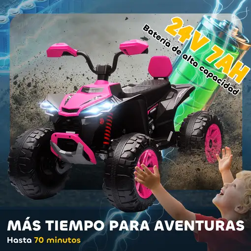 Quad Eléctrico para Niños de 3-8 Años 24V con 2 Motores Rosa AIYAPLAY