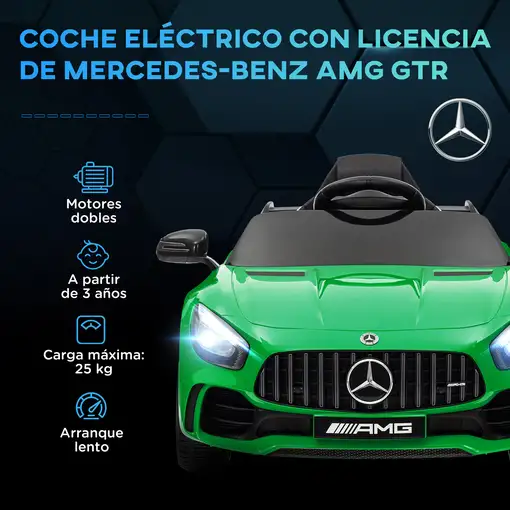 Coche Eléctrico para Niños de +3 Años Mercedes-Benz AMG GTR Verde AIYAPLAY