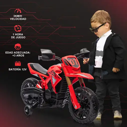 Moto Eléctrica para Niños de +3 Años Carga 30 kg Rojo AIYAPLAY