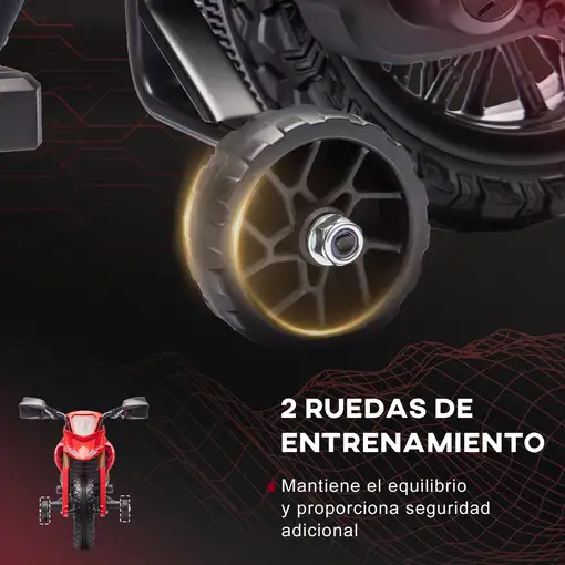Moto Eléctrica para Niños de +3 Años Carga 30 kg Rojo AIYAPLAY