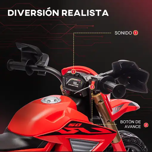 Moto Eléctrica para Niños de +3 Años Carga 30 kg Rojo AIYAPLAY