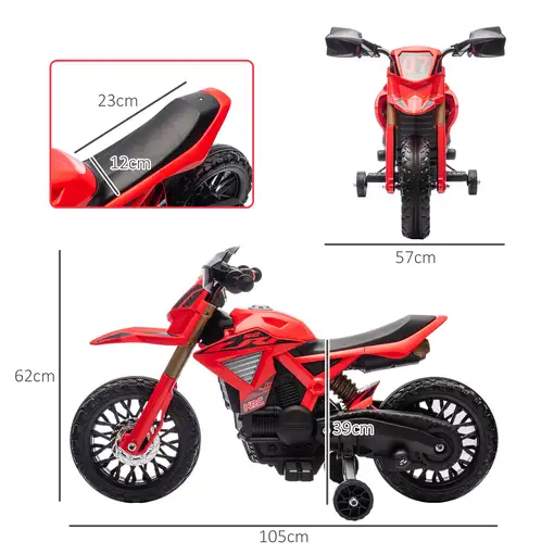 Moto Eléctrica para Niños de +3 Años Carga 30 kg Rojo AIYAPLAY