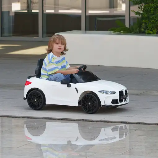 Coche Eléctrico para Niños BMW M4 con Mando a Distancia Blanco AIYAPLAY