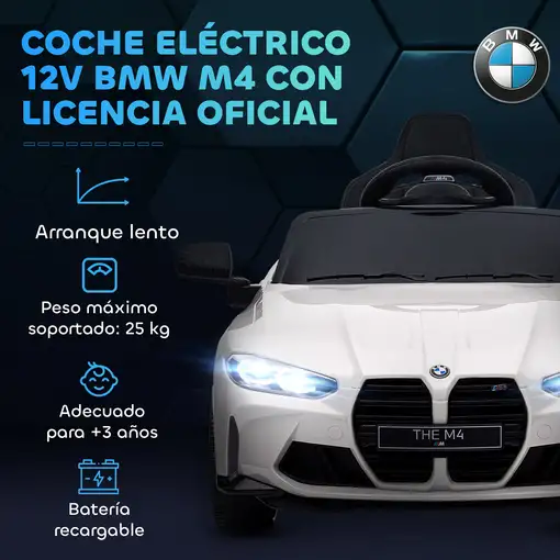 Coche Eléctrico para Niños BMW M4 con Mando a Distancia Blanco AIYAPLAY