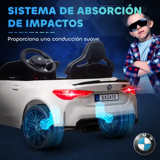 Coche Eléctrico para Niños BMW M4 con Mando a Distancia Blanco AIYAPLAY