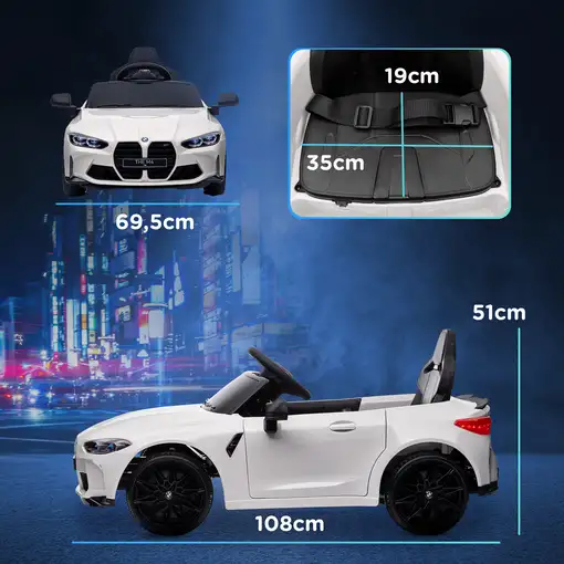 Coche Eléctrico para Niños BMW M4 con Mando a Distancia Blanco AIYAPLAY