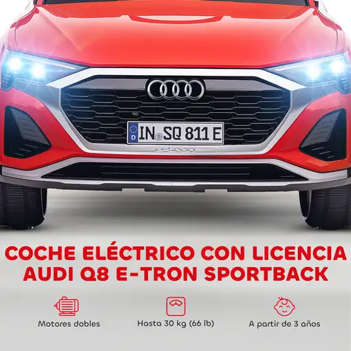 Coche Eléctrico para Niños de +3 Años Audi Q8 etron sportback Rojo AIYAPLAY