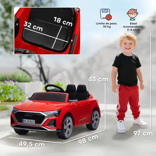 Coche Eléctrico para Niños de +3 Años Audi Q8 etron sportback Rojo AIYAPLAY