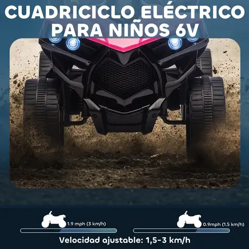 Quad Eléctrico para Niños 6 V 70x42x45 cm Rosa AIYAPLAY