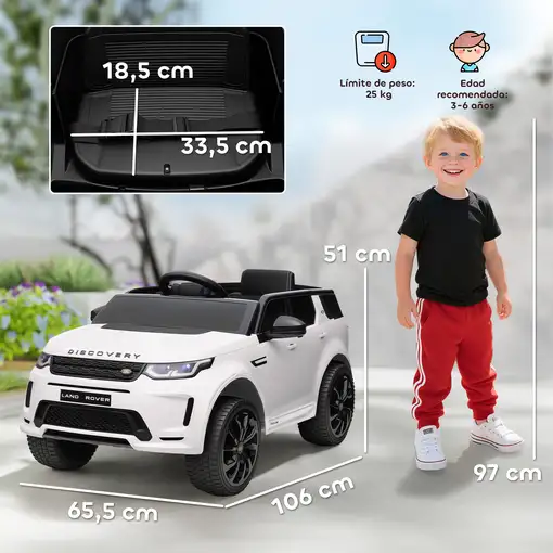 Coche Eléctrico con Licencia Land Rover Discovery Sport Blanco AIYAPLAY