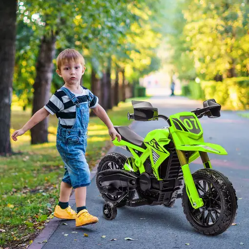 Moto Eléctrica para Niños de +3 Años Carga 30 kg Verde AIYAPLAY