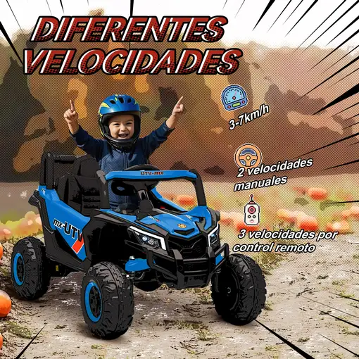 Coche Eléctrico para Niños 12V con 2 Motores Control Remoto Azul AIYAPLAY