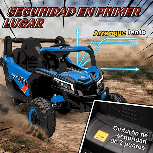 Coche Eléctrico para Niños 12V con 2 Motores Control Remoto Azul AIYAPLAY