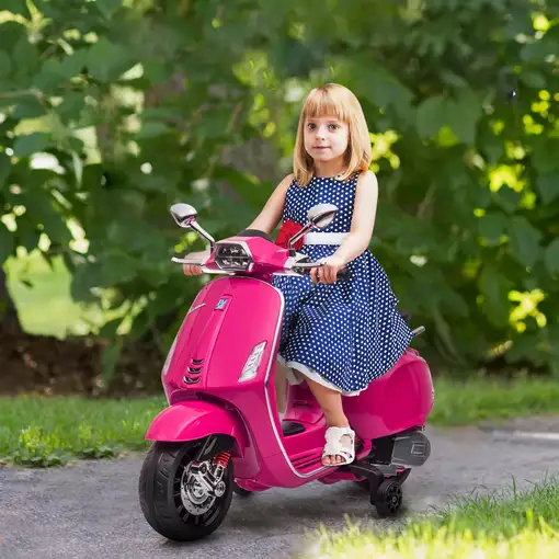 Moto Eléctrica para Niños de +3 Años con Licencia Vespa Rosa AIYAPLAY
