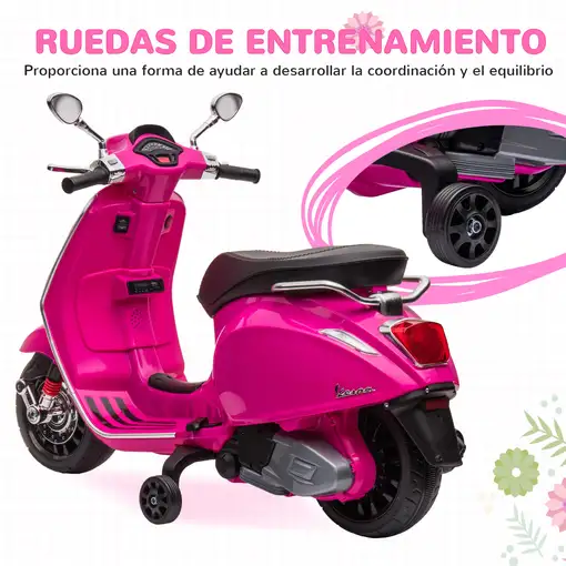 Moto Eléctrica para Niños de +3 Años con Licencia Vespa Rosa AIYAPLAY