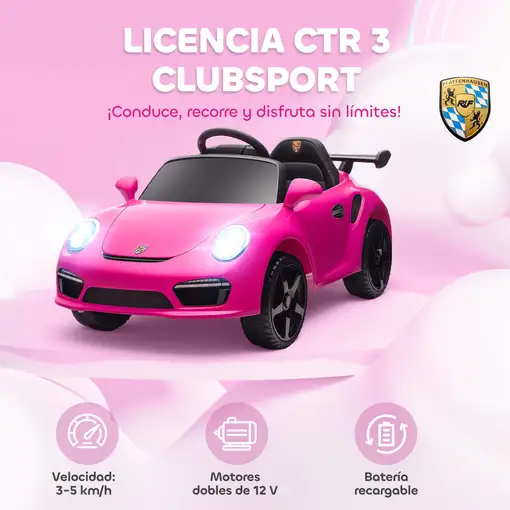 Coche Eléctrico para Niños con Licencia RUF CTR 3 Clubsport Rosa AIYAPLAY