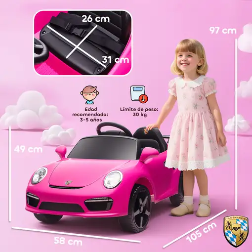 Coche Eléctrico para Niños con Licencia RUF CTR 3 Clubsport Rosa AIYAPLAY