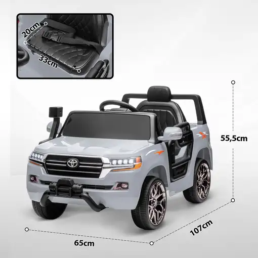 Coche Eléctrico para Niños de +3 Años Toyota LAND CRUISER Gris AIYAPLAY