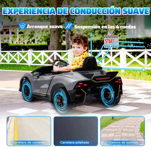 Coche Eléctrico para Niños de +3 Años Lamborghini Autentica Gris AIYAPLAY