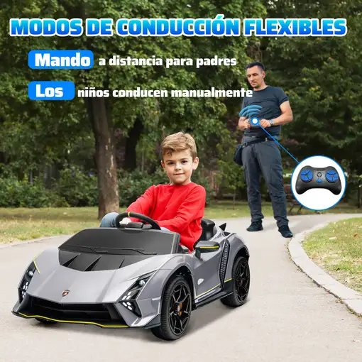 Coche Eléctrico para Niños de +3 Años Lamborghini Autentica Gris AIYAPLAY