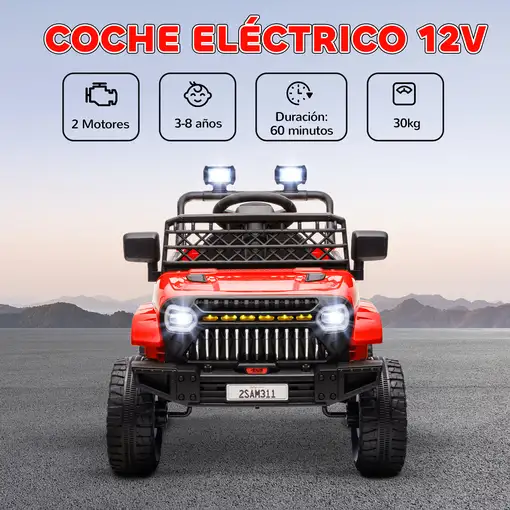Coche Eléctrico para Niños de +3 Años con Mando a Distancia Rojo AIYAPLAY