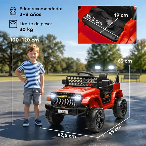 Coche Eléctrico para Niños de +3 Años con Mando a Distancia Rojo AIYAPLAY