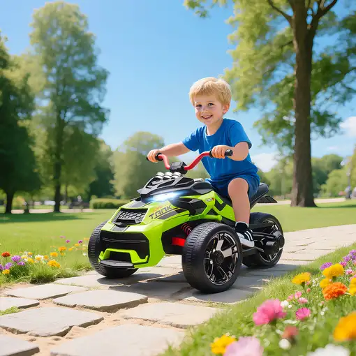 Quad Eléctrico Infantil 12V con 2 Motores Velocidad hasta 5 km/h Verde AIYAPLAY