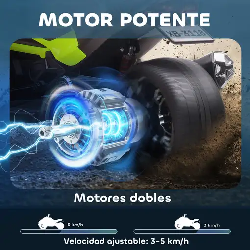 Quad Eléctrico Infantil 12V con 2 Motores Velocidad hasta 5 km/h Verde AIYAPLAY