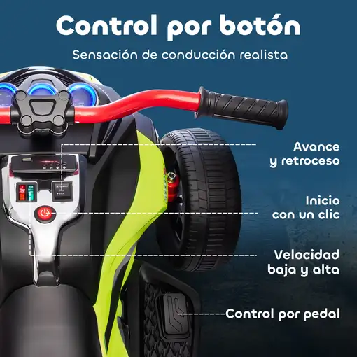 Quad Eléctrico Infantil 12V con 2 Motores Velocidad hasta 5 km/h Verde AIYAPLAY