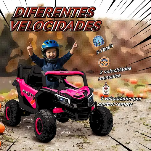 Coche Eléctrico para Niños 12V con 2 Motores Control Remoto Rosa AIYAPLAY