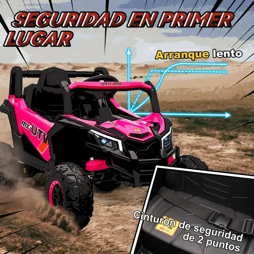 Coche Eléctrico para Niños 12V con 2 Motores Control Remoto Rosa AIYAPLAY