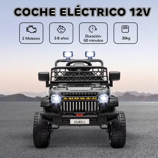 Coche Eléctrico para Niños de +3 Años con Mando a Distancia Negro AIYAPLAY