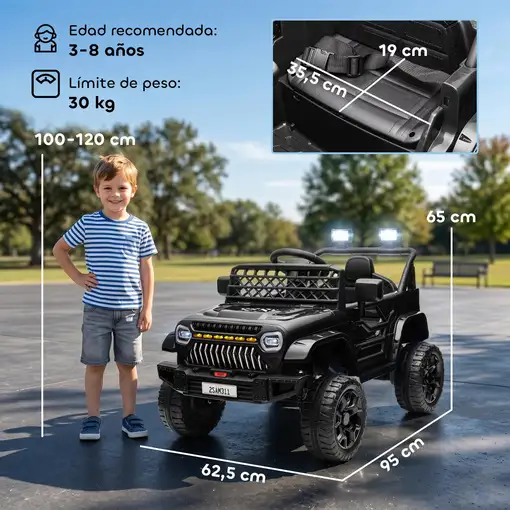 Coche Eléctrico para Niños de +3 Años con Mando a Distancia Negro AIYAPLAY