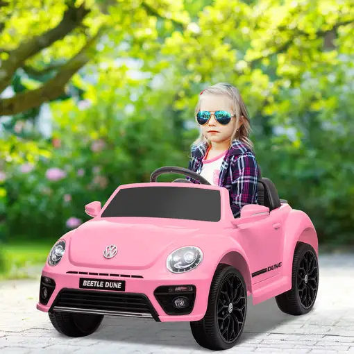 Coche Eléctrico para Niños de +3 Años Volkswagen Beetle Rosa AIYAPLAY