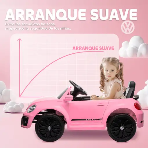 Coche Eléctrico para Niños de +3 Años Volkswagen Beetle Rosa AIYAPLAY