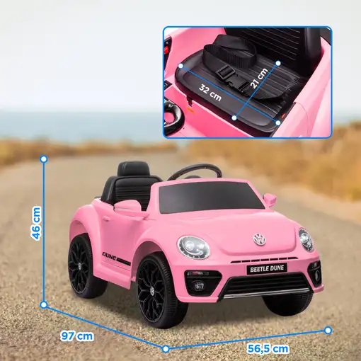 Coche Eléctrico para Niños de +3 Años Volkswagen Beetle Rosa AIYAPLAY
