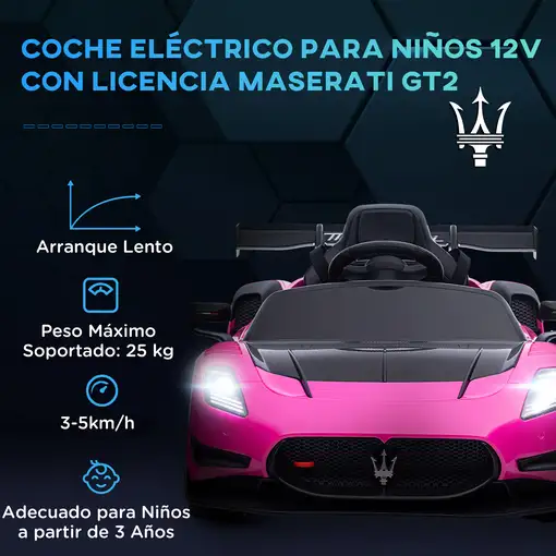 Coche Eléctrico para Niños de +3 Años Maserati GT2 Rosa AIYAPLAY
