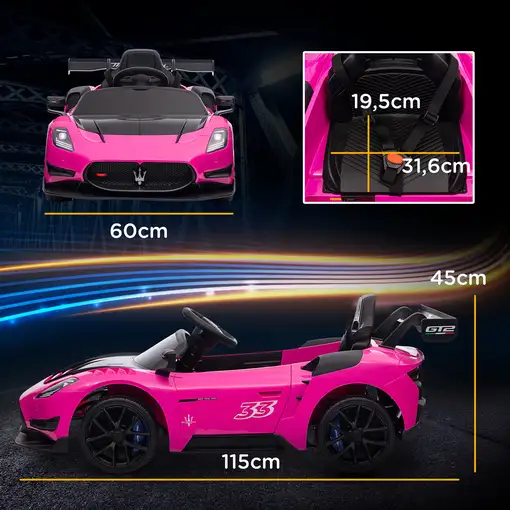 Coche Eléctrico para Niños de +3 Años Maserati GT2 Rosa AIYAPLAY